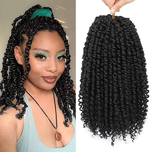 Pretwisted Passion Twist Hair - 12 Inch 8X Pretwisted Passion Twist Crochet Hair for Women, Short Pre Looped Crochet Hair Passion Twist Synthetic Braiding Hair Extensions (12 Inch 1B)