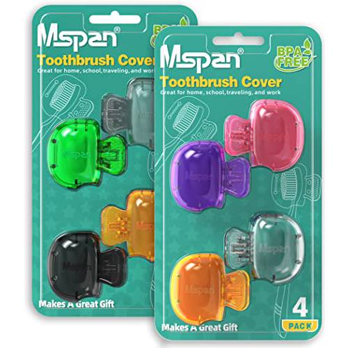 Mspan Toothbrush Head Cover Cap: Toothbrush Protector Brush Pod Case Protective Plastic Clip Travel - 8 Packs