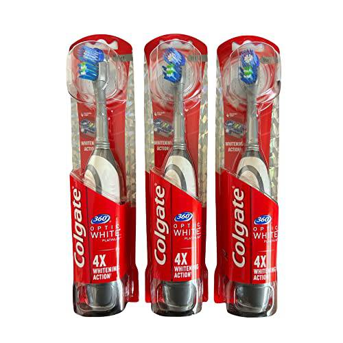 Colgate 360 Optic White Battery-Powered Toothbrush, Soft 1 ea (Pack of 3)
