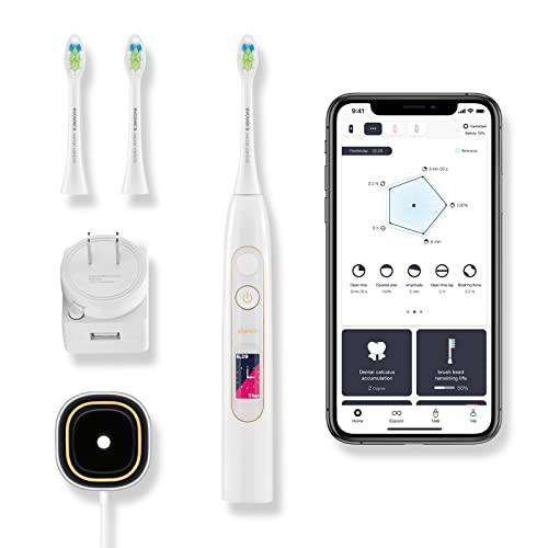 evowera Adaptive Electric Toothbrush, 6 Modes, Coaching APP, Full-Color Screen, 10%-100% Adjustable Intensity, Wireless Fast Charge, IPX7 Waterproof, Uncleaned Reminder, Timer,Sonic Powered Toothbrush