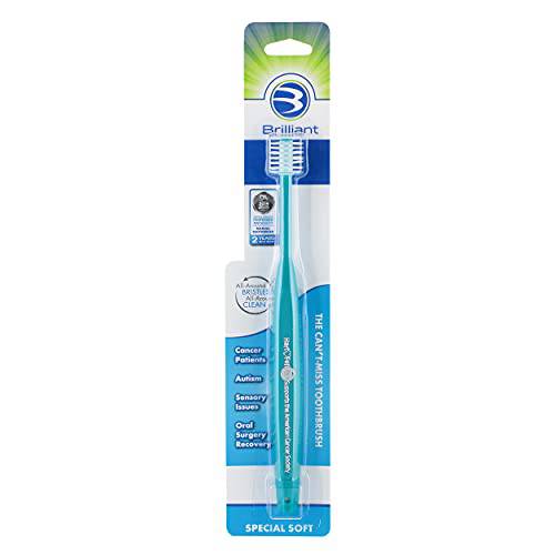 Brilliant Special Soft Toothbrush for Post Chemo, Surgery, Compromised Oral Health, Teal, 1 Count