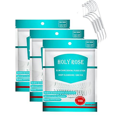 Travel Dental Floss Picks,Refill Bagged Floss Sticks,Holy Rose High Toughness Adults Flosser Toothpick,300 Count Professional Clean Flossers for Dental Hygiene, Oral Care and Health.
