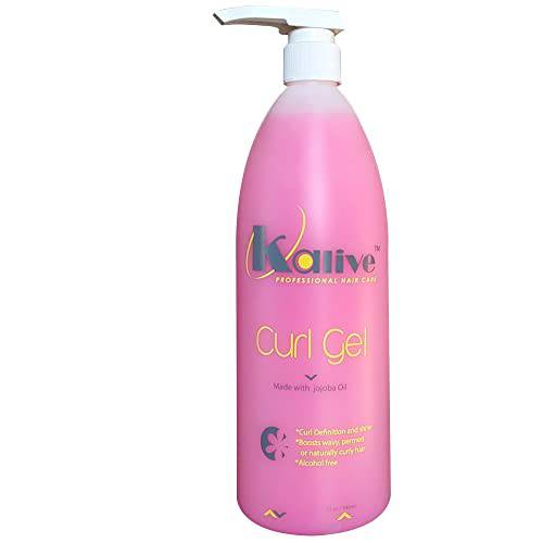Kalive 2 Style Curl Gel 32 oz Curly hair, Curl Defining, Frizz Free waves natural, curls or perm.