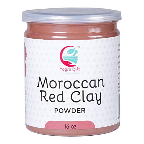 Moroccan Red Clay Powder | 16 Oz | Raw Clay Facial Mask | Deeply Cleanses Pores & Purifies the Skin | By Yogi’s Gift ®