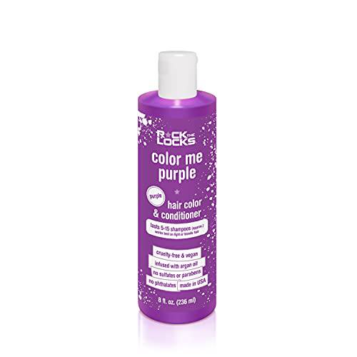 Rock The Locks Rock the Locks Hair Color and Conditioner (All in One Bottle) Bright Purple Color Argan Oil to Promote Shine and Strength, 8 Fl Oz (Pack of 1)