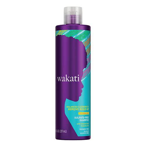 Wakati Sulfate Free Shampoo, 8 Ounce, Natural Hair Moisturizer, Long Lasting Frizz Control, Cleans Without Drying, Hair Detangler Clarifying Shampoo, Paraben Free, White