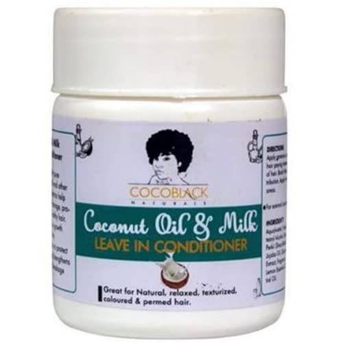 CocoBlack Naturals Coconut Oil & Milk Leave In Conditioner for Coily Kinky Hair, 4.4 fl oz