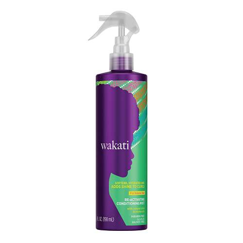 Wakati Re-Activating Non-Aerosol Conditioning Mist, 6.77 Ounce, Natural Hair Moisturizer, Hair Texture Spray, Long Lasting Frizz Control, Hair Detangler Spray, Sulfate Free, Paraben Free