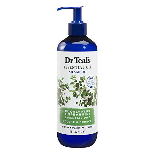 Dr Teal’s Spearmint Volume & Bounce Essential Oil Shampoo, Sulfate Free, Eucalyptus, 16 Fl Oz