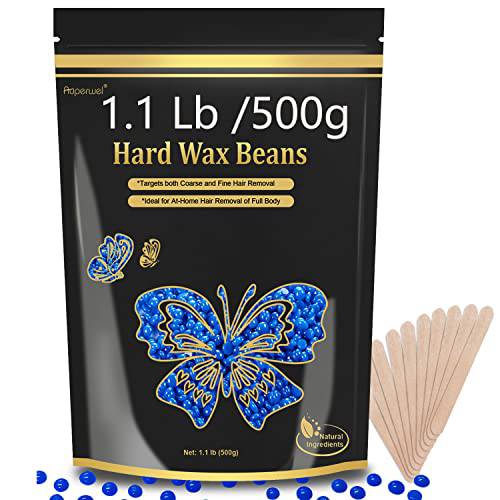 Wax Beads for Hair Removal, Waxing Beads for Sensitive Skin, 1LB Painless Wax Beans for Bikini, Eyebrow Facial for At Home Pearl Waxing Beads with 20 Spatulas for Women Men(Honey)
