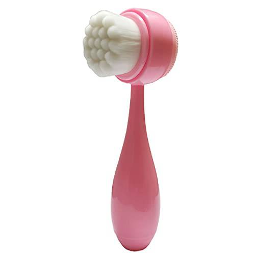 Face Cleansing Brush MYMOOSH Double Side Facial Brush with Soft Bristles for Face Cleansing Skin Care, Silicone Face Brush for Facial Scrub Exfoliating Massaging (Pink)