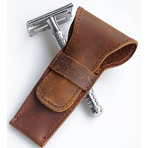 Safety Razor Case, Leather Razor Travel Case, Razor Cover Straight Safety Razor Case ,Shaving Accessories-Jeereal