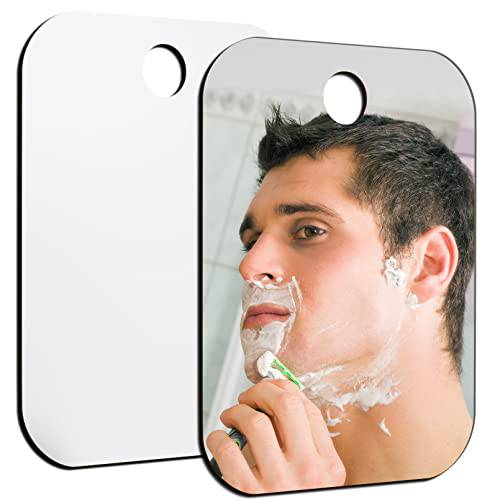 NC Unbreakable Shower Mirror fogless for Shaving,Fog Proof Shave (Medium,2PCS,6x8),Shatterproof Travel Makeup Camping Mirrors,Wall Hanging Mirror Bathroom,Portable Lightness Handheld Mirror Locker