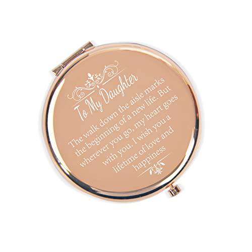 REHALY Daughter Wedding Gift from Mom Dad, Bride Gifts for Wedding Day, Unique Wedding Keepsake Gifts for Daughter from Mom on Wedding Day, Rose Gold Compact Mirror for Her
