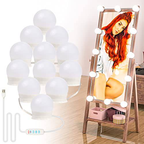 Hollywood Vanity Mirror Lights, Make up Light Led Light for Mirror 10ft, 12 Dimmable LED Bulbs with Removable Stickers (Mirror Not Included)