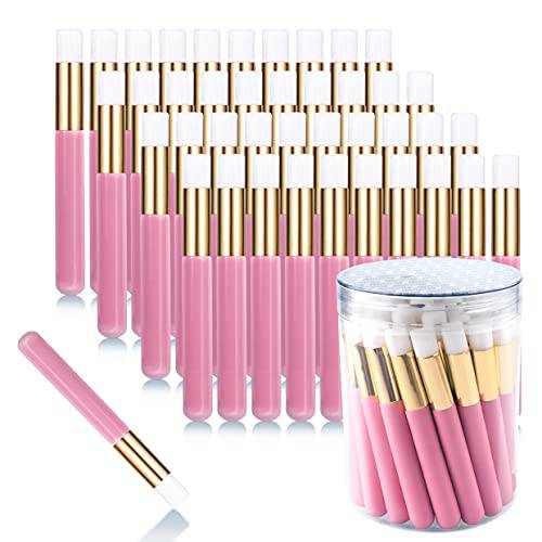 40 Pieces Lash Shampoo Brushes with Container, Eyelash Brushes for Eyelash Extensions, Lash Brushes for Cleansing, Blackhead Peel Off Brushes, Nose Pore Facial Cleansing Brush (Pink)