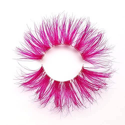 MISSLADY 25mm Colored Lashes 30 Color/Style Options 3D Real Mink Strip Eyelashes Pink Mink Lashes (M3D-431, 25mm, 1 Pair, Gift Box)