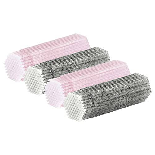 tifanso 400PCS Micro Brushes, Microswabs for Eyelash Extensions Disposable Microbrush Applicators Makeup Micro Applicator Brush with Crystal Wands(Head Diameter: 2.0mm) (Black and Pink)