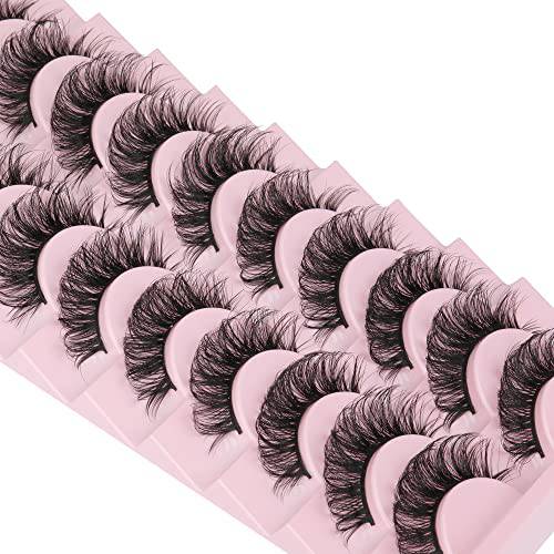 wiwoseo False Eyelashes Russian Strip Lashes Butterfly Styles Faux Mink Lashes Wispy Fluffy 16MM 3D Effect Fake Eyelashes 10 Pairs Pack