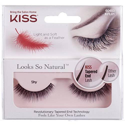 KISS Looks So Natural False Eyelashes Lightweight & Comfortable, Natural-Looking, Tapered End Technology, Reusable, Cruelty-Free, Contact Lens Friendly, Style - Shy