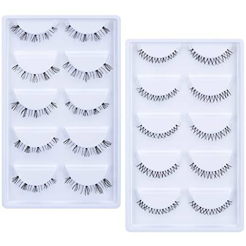 PAGOW 10 Pairs Fake Bottom Lashes, 2 styles Lower Strip Eyelashes for women, Anime Cosplay False Under Eye Lashes Lash Extensions
