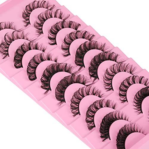 False Eyelashes Russian Strip Lashes Natural Look D Curl 5 Styles Fake Eyelashes Extension 12mm 15mm Short Sky High 3D Volume Faux Mink Lashes Pack 10 Pairs