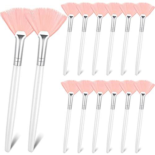 14 Pieces Fan Brushes Facial Applicator Brush Soft Fan Brushes Acid Applicator Brush Cosmetic Makeup Applicator Tools for Mud Cream (Pink)