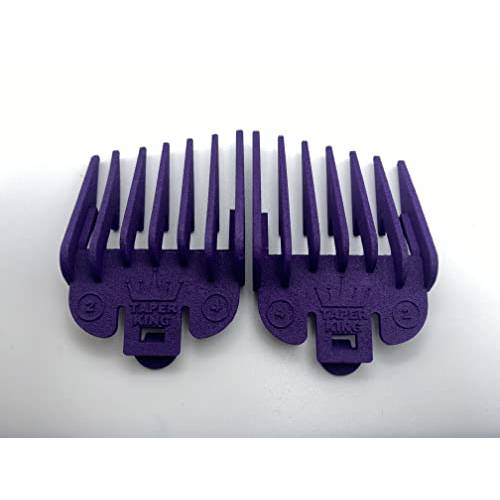 Taper King Hair Clipper Guide Comb Guard Set - Fool Proof Tapers & Fades at Home Amethyst (2 to 4) - Compatible with Oster/Andis Clippers