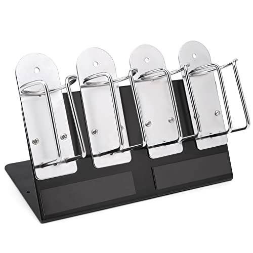 CestoMen Hair Clipper Holder Rack,4Pcs Electric Hair Trimmer Cutter Stand Stainless Steel Clippes Rack for Salon Tools Organizer Shelf Barber Accessories(Silver)