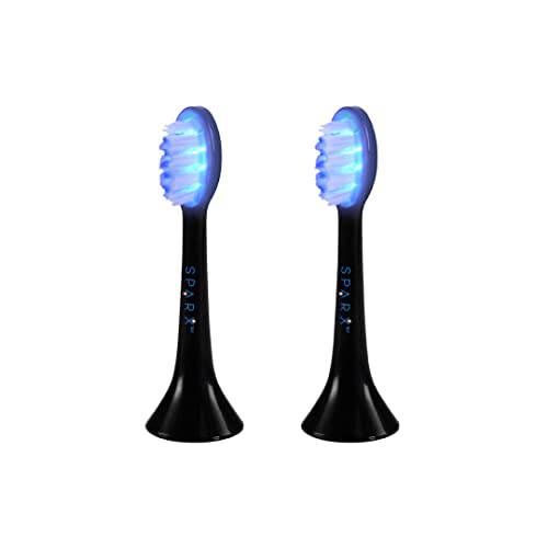 Sparx - Toothbrush Replacement Heads, Brush Heads with Blue Light Therapy for Gum Care, Replacement Brush Heads, Black, 2 Pack