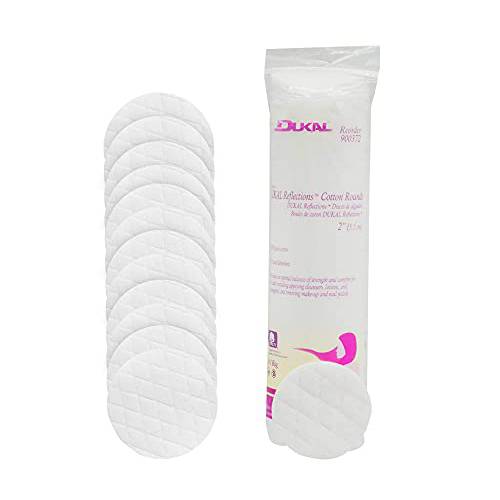 Dukal Cotton Rounds 2. Pack of 80 Cosmetic Cotton Pads for Face. 100% Cotton Makeup Pads for Procedures. Facial Makeup Remover Disposable Pads. Hypoallergenic. Soft and Durable.
