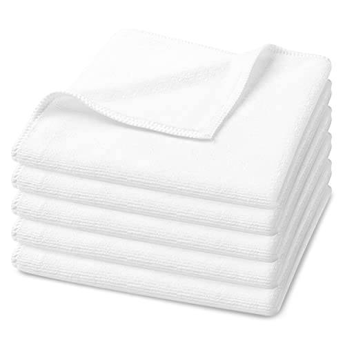 Luxe Beauty Essentials Microfiber Face Cloth Washcloth for Body - Ultra Soft Makeup Remover Cloth - Perfect Face Wash Cloth for All Skin Types (White, 5)
