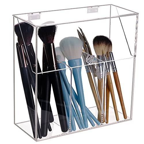 Makeup Brush Holders With Cover, Dust-Proof Lid, Acrylic Makeup Storage Box , Large Capacity Brush Organizer for Dressing Table…