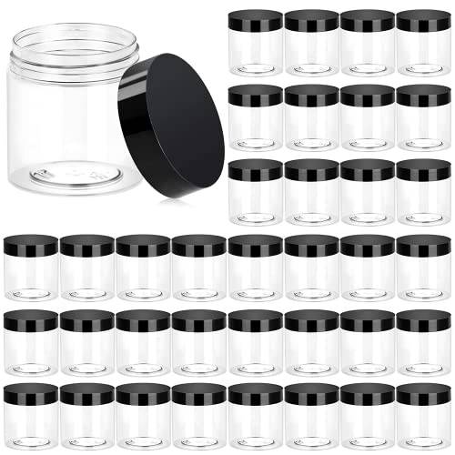 Eternal Moment 1 OZ Plastic Jars with Lids 12 Pack BPA Free, Clear Empty Refillable Plastic Cosmetic Containers with Lids for Lotions, Sugar Scrub, Body Butters, Slime, Beauty Products & Samples