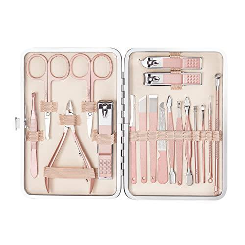 sininkoko Manicure Set , 18-Piece Professional Nail Clippers Set in One, Stainless Steel Pedicure Kit Nail Clipper Set Suitable as a Gift