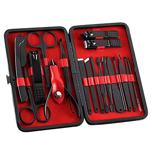 Karina Artist 18 In 1 Professional Manicure Set,Stainless Steel Pedicure Nail Clippers Set,Personal Grooming Kit, Nail Scissors Tools with Luxurious Travel Case for Men and Women