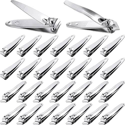 28 Pcs Nail Clippers Flat Toenail Clippers Slanted Clipper Stainless Steel Thick Nail Cutter Pointed Sturdy Finger Nail Trimmer for Men and Women Manicure Pedicure Cuticle, 2 Styles