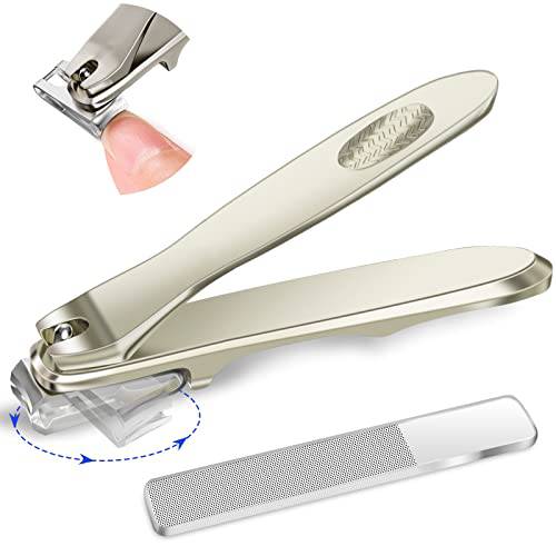 Toe Nail Clippers Adult - 360 Degree Rotary Nail Clipper with Long Handle Easy Grip, Sturdy Sharp Stainless Steel Effortless Self Pedicure Nails, Fingernail Clippers by WEKEY