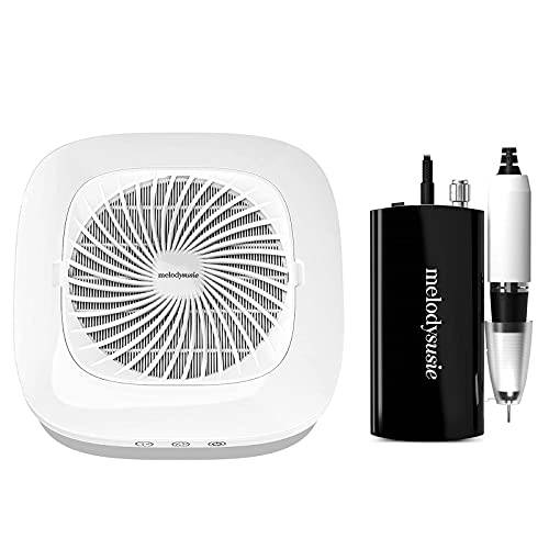 MelodySusie Nail Dust Collector with Reusable Filter, Powerful Nail Vacuum Fan Vent Dust Collector Extractor Electric Dust Suction Machine for Acrylic Gel Nail Polishing, Low Noise, Nail Salon