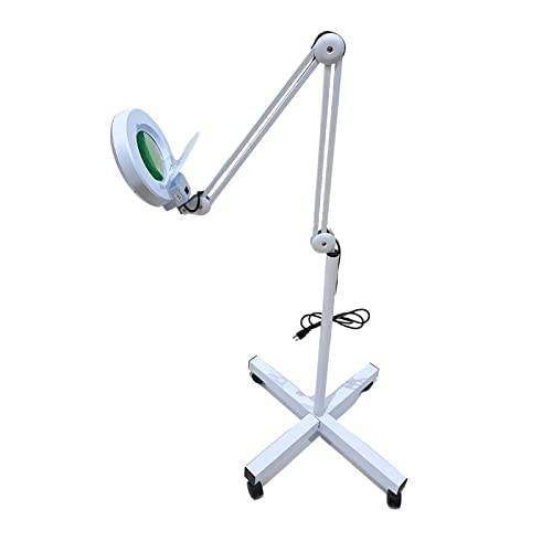 Qiureva Stand Magnifier Light,15X LED Glass Floor Lamp Rolling Adjustable Magnifying Light LED Beauty Manicure Skincare Equipment