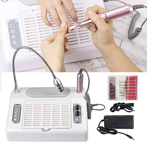 5 In 1 Multifunction Nail Art Salon Equipment, CARESHINE Nail Dryer Grind Polishing Electric Nail Beauty Machine with Dust Collector & LED Desk Lamp, Nail Art Tool Manicure Machine Shipping from US