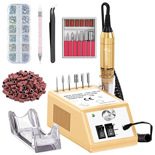 Professional Electric Nail Drill Machine, 30,000RPM Electrical Nail Efile Kit, Crystals AB Nail Art Rhinestones Decorations for Nail Art Supplies, Pick Up Tweezer and Rhinestone Picker Dotting Pen