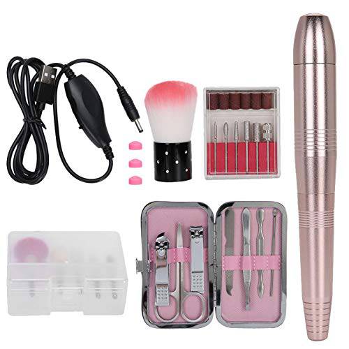 Nail Drill Set 19000rpm Multi?functional Portable Electric Nail Drill Pen Nail Clipper Set Manicure Tool Complete Set of Grinding Tool Heads Fast Processing for Manicure & Pedicure