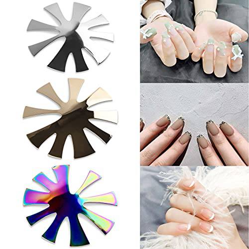 QUACOWW 3 Pieces Nail Tip Cutter Stainless Steel French Tip Cutter Tool Nail Cutter Edge Trimmer for DIY V Line Nail Cutter