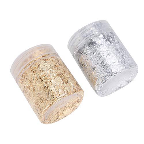 Nail DIY Foil, Nail Art Gold Foil, Gold Flakes Glitter Decoration Aluminum + Brass for DIY Resin Jewelry