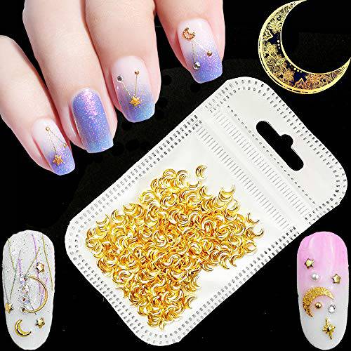 500 pcs Gold Metal Nail Studs Star Nail Charm 3D Nail Art Jewelry Decoration Supplies Gems for Fingernails & Toenails Decor Manicure Tips