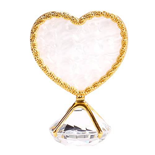 1 Pack Resin Nail Palette with Diamond Base Multi-Purpose Cosmetic Mixing Nail Art Display Accessories (Heart, Gold)