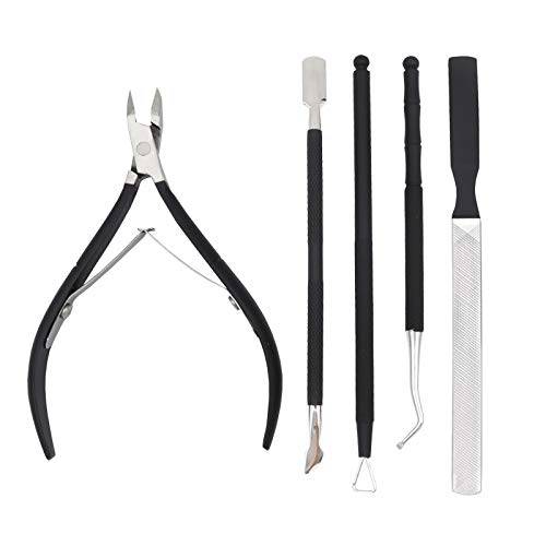 3pcs Cuticle Nipper with Cuticle Pusher Stainless Steel Cuticle Remover and Cutter Beauty Tool for Fingernails and Toenails Manicure Tool Kit (Green) (Black 2)
