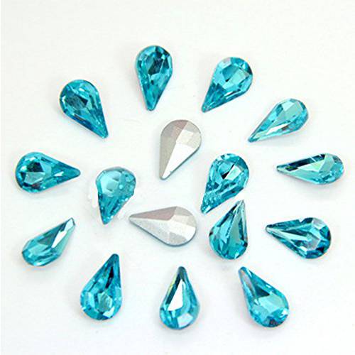 Minejin Nail Art 3D DIY Crystal Rhinestones TearShaped Glitter Gems Decorations 20Pcs (6x8MM, Sky Blue)