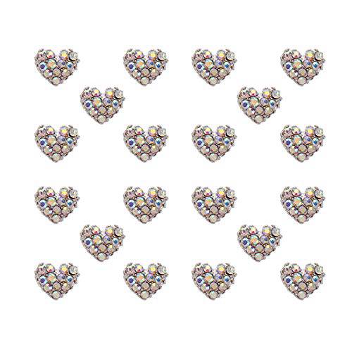 Lurrose 20pcs Metal Nail Studs Rhinestones Heart Nail Art Decoration DIY Jewel Charms Craft Accessories
